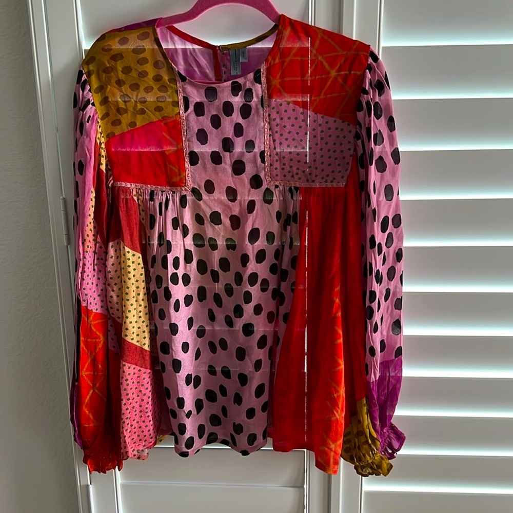 Anthropologie BL_NK Miranda Pink LARGE Peasant Bouse